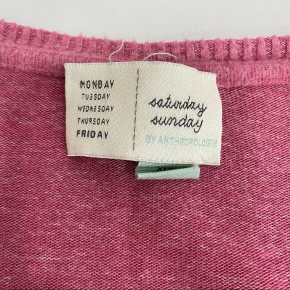 ANTHROPOLOGIE Pink V-neck Tunic Sweater - Picture 8 of 9